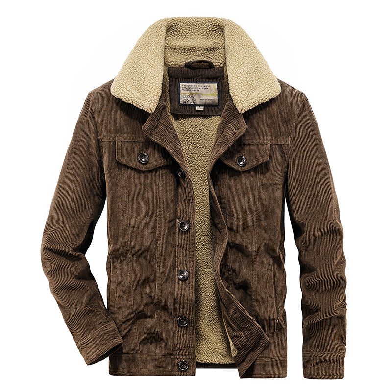 Stilosa giacca trucker uomo casual, calda e confortevole per l'inverno, con tasche laterali e design moderno.