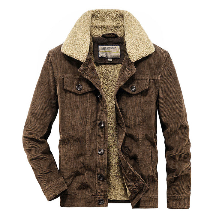 Stilosa giacca trucker uomo casual, calda e confortevole per l'inverno, con tasche laterali e design moderno.