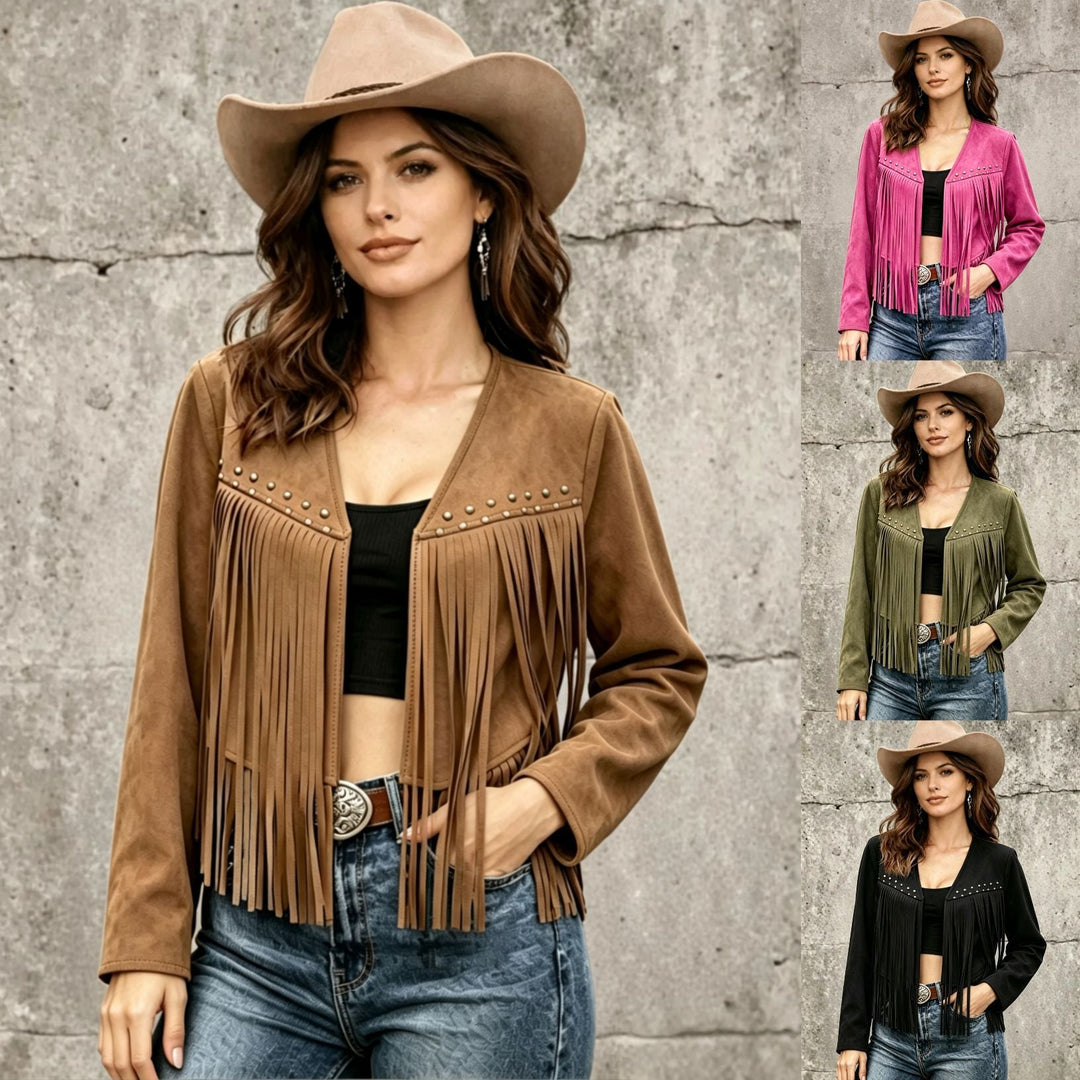 Cardigan lungo donna con borchie, perfetto per un look casual ed elegante in ogni stagione.