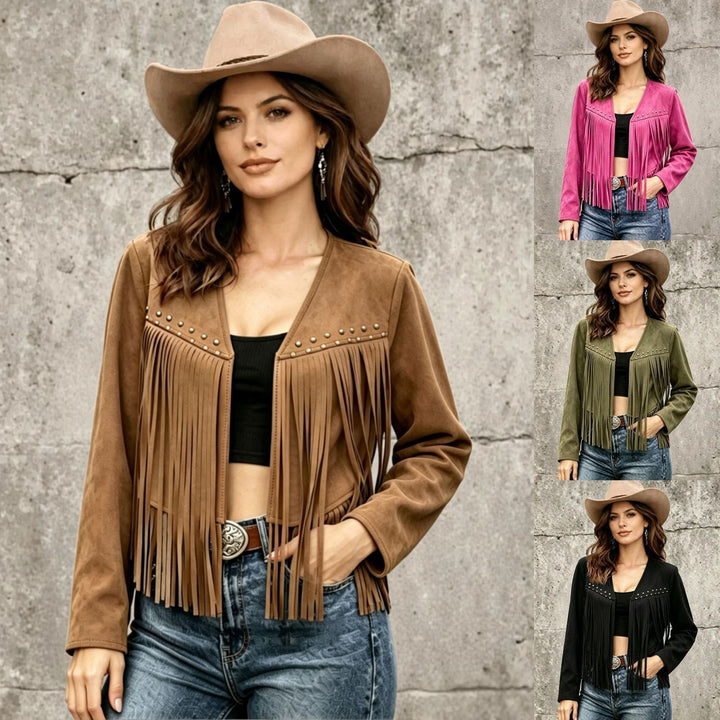 Cardigan lungo donna con borchie, perfetto per un look casual ed elegante in ogni stagione.