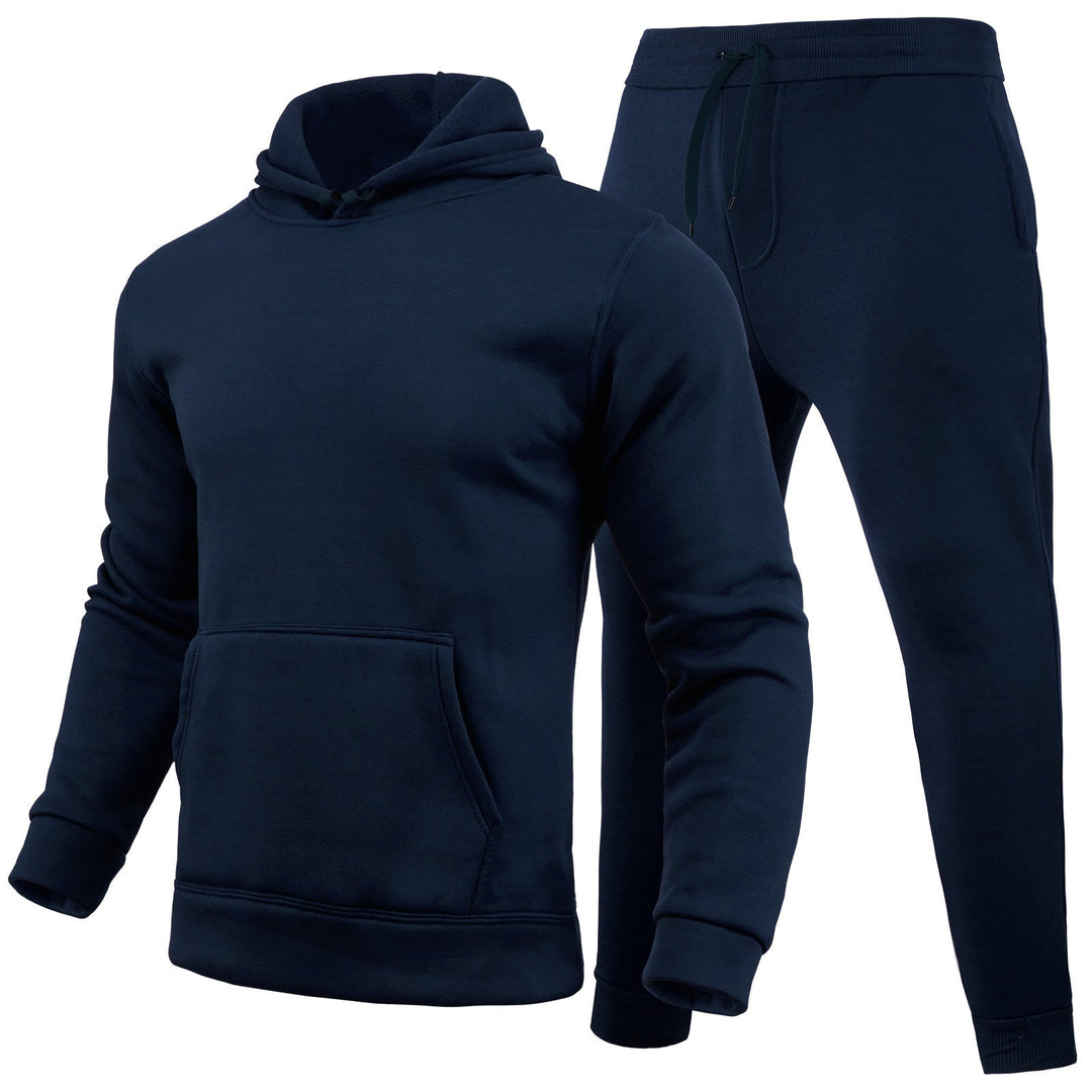 Tuta con cappuccio da uomo in tessuto morbido, ideale per attività sportive o relax, moda autunnale.
