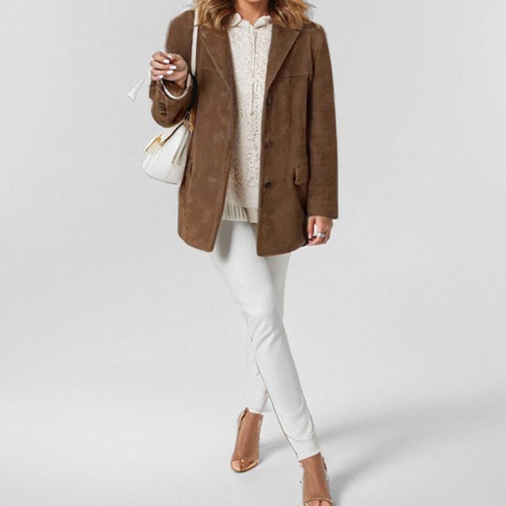 Giacca blazer sartoriale donna primavera-autunno, con bottoni, perfetta per abbigliamento elegante e moda.