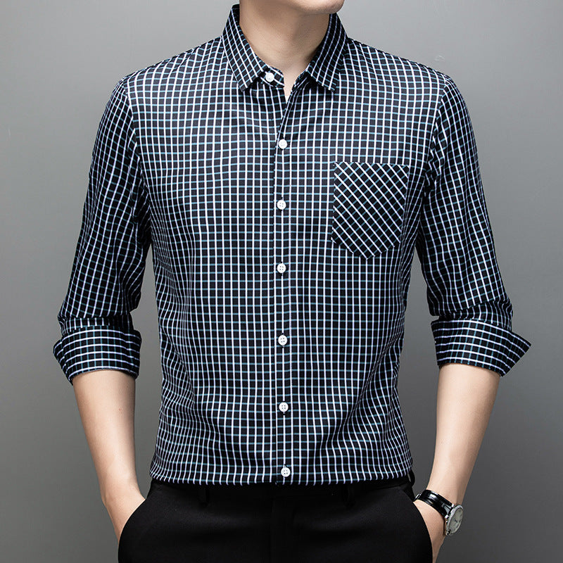 Camicia uomo in fantasia a quadri, maniche lunghe, vestibilità comoda. Essenziale per il guardaroba maschile.