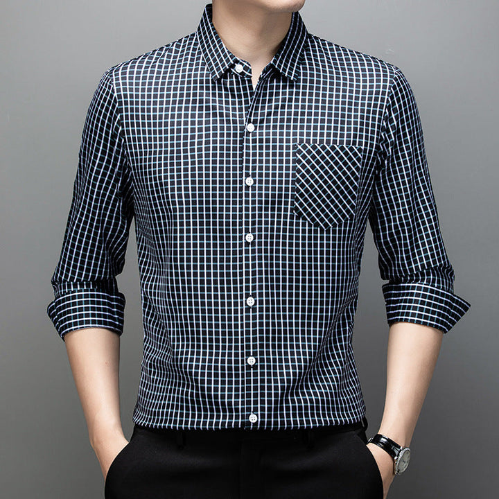 Camicia uomo in fantasia a quadri, maniche lunghe, vestibilità comoda. Essenziale per il guardaroba maschile.