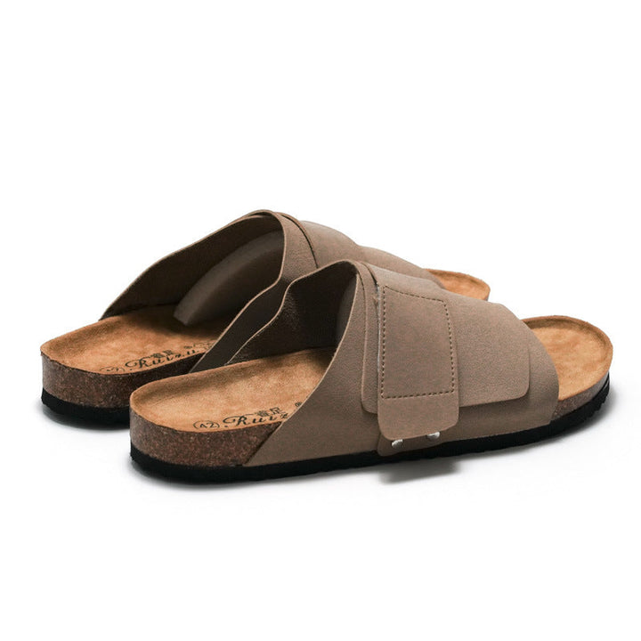 Versatili sandali unisex casual con doppio cinturino regolabile, ideali per estate e spiaggia, con plantare in sughero.