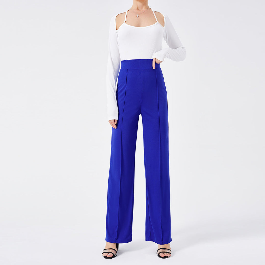 Pantaloni a zampa donna vita alta, vestibilità slim, perfetti per look casual chic o formali.