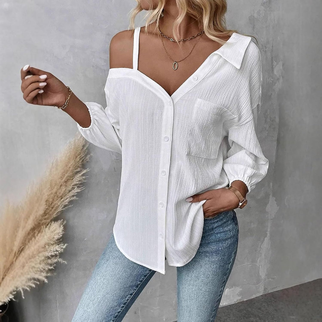 Top donna monospalla elegante, perfetto per look originali casual o chic estivi.