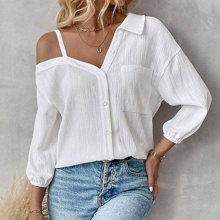 Top donna elegante monospalla, abbigliamento casual sofisticato per ogni occasione.