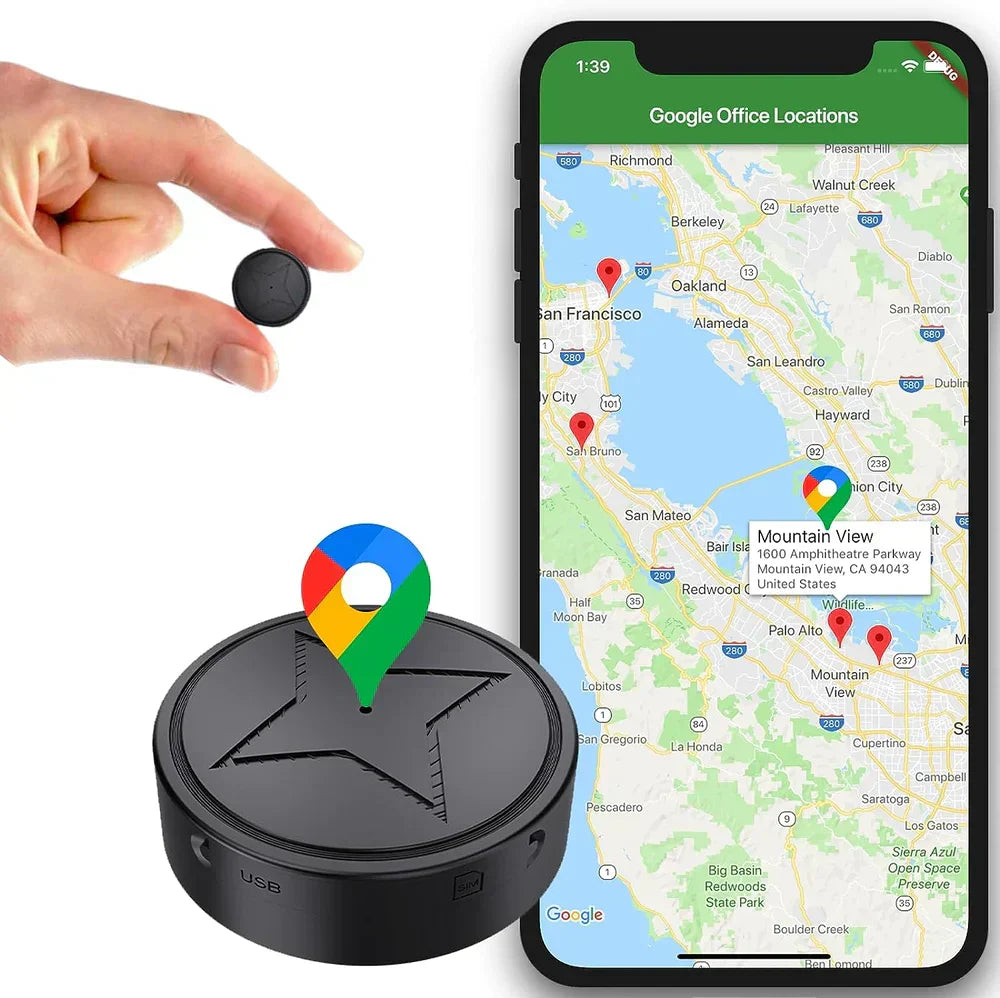 Mini localizzatore GPS magnetico per tracciamento in tempo reale, ideale per auto e oggetti.