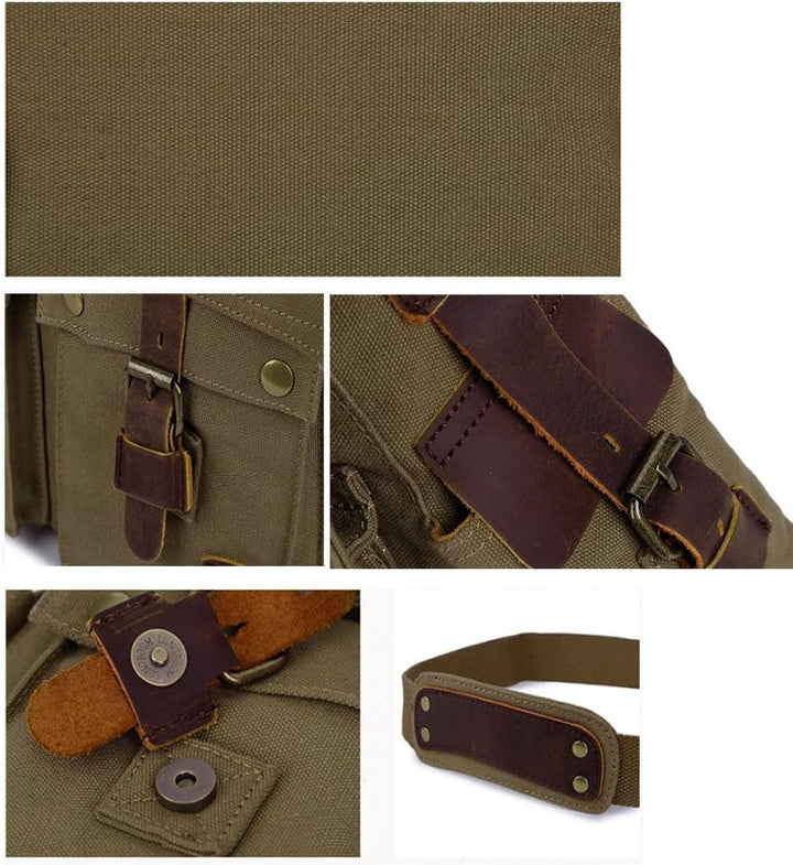 Borsa messenger uomo verde, essenziale per il trasporto del laptop, ideale per ufficio e stile urbano.