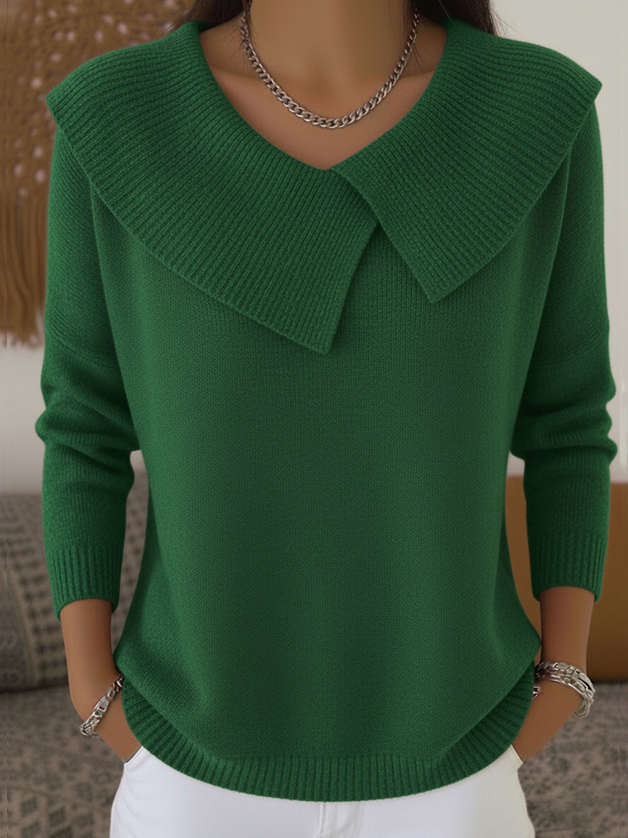 Maglione donna comodo e versatile, collo a coste. Elegante pullover a maniche lunghe per l'inverno.