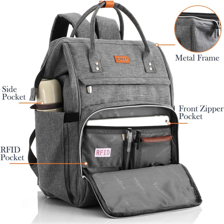 Zaino porta laptop donna 15.6" con spallacci regolabili, design moderno per viaggio, studio, lavoro.