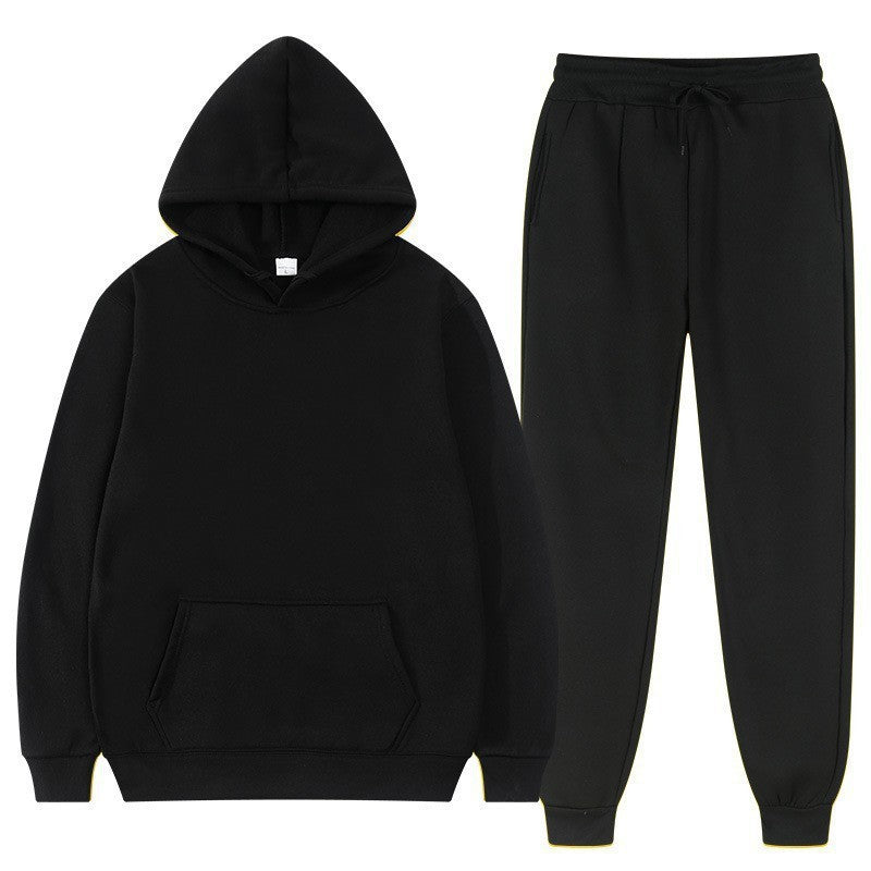 Completo casual da uomo in morbido cotone, felpa con cappuccio e pantaloni tuta, ideale per l'autunno.