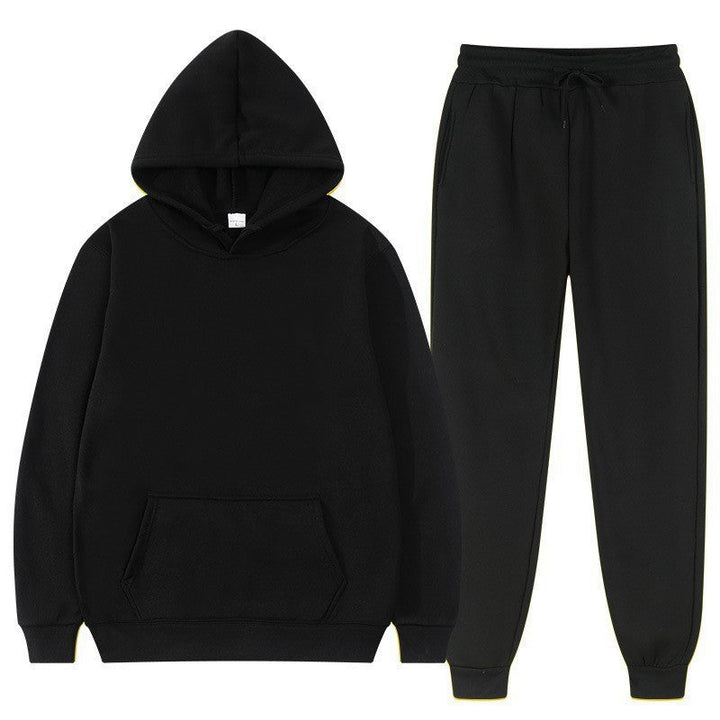 Completo casual da uomo in morbido cotone, felpa con cappuccio e pantaloni tuta, ideale per l'autunno.