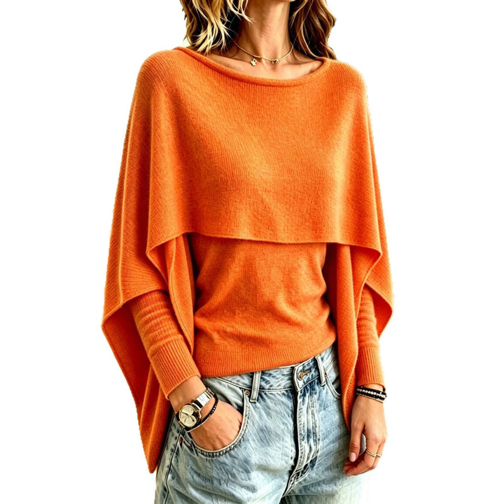 Maglia da donna a strati, effetto due pezzi, collo a scialle, chic ed elegante per outfit quotidiani.