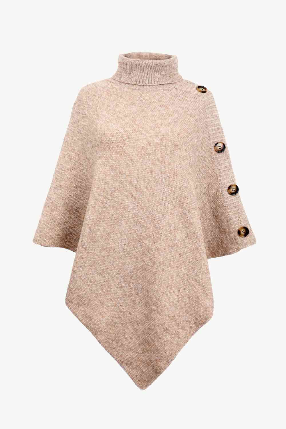 Poncho donna moda autunno/inverno, elegante e caldo, con collo alto per un look versatile.