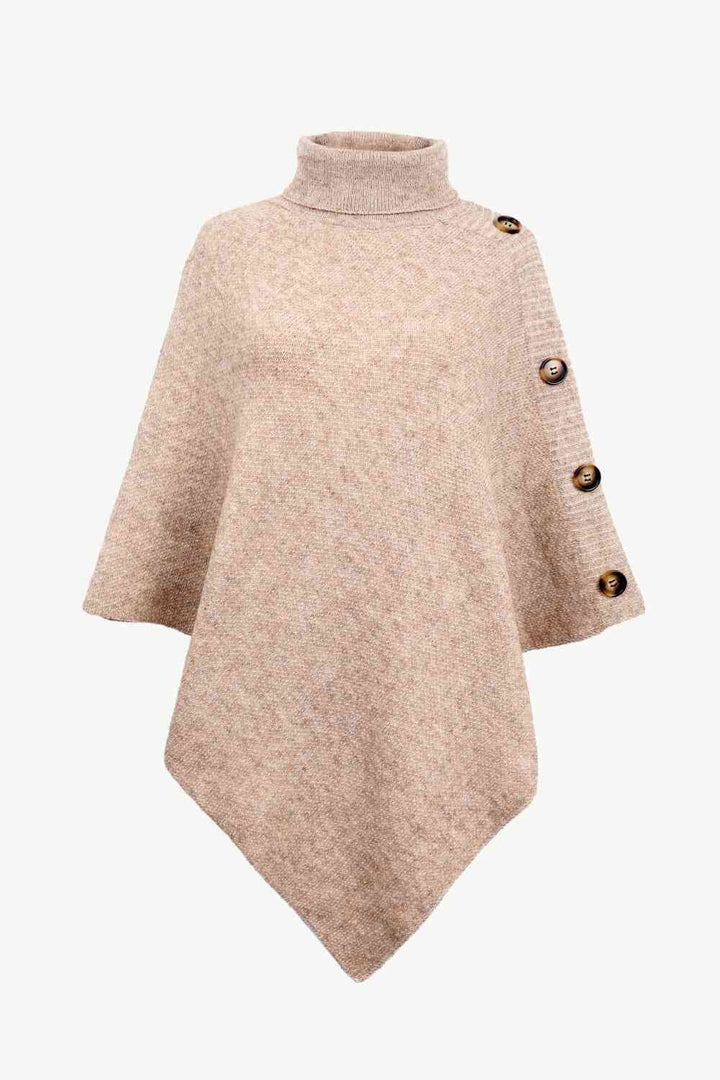 Poncho donna moda autunno/inverno, elegante e caldo, con collo alto per un look versatile.