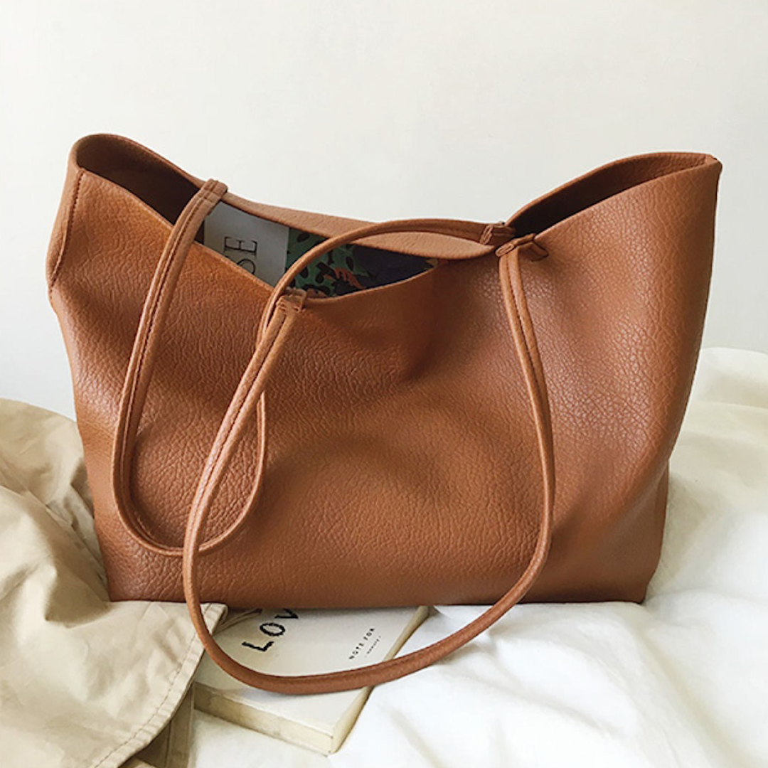 Borsa tote donna elegante in pelle sintetica, spaziosa per lavoro e uso quotidiano.