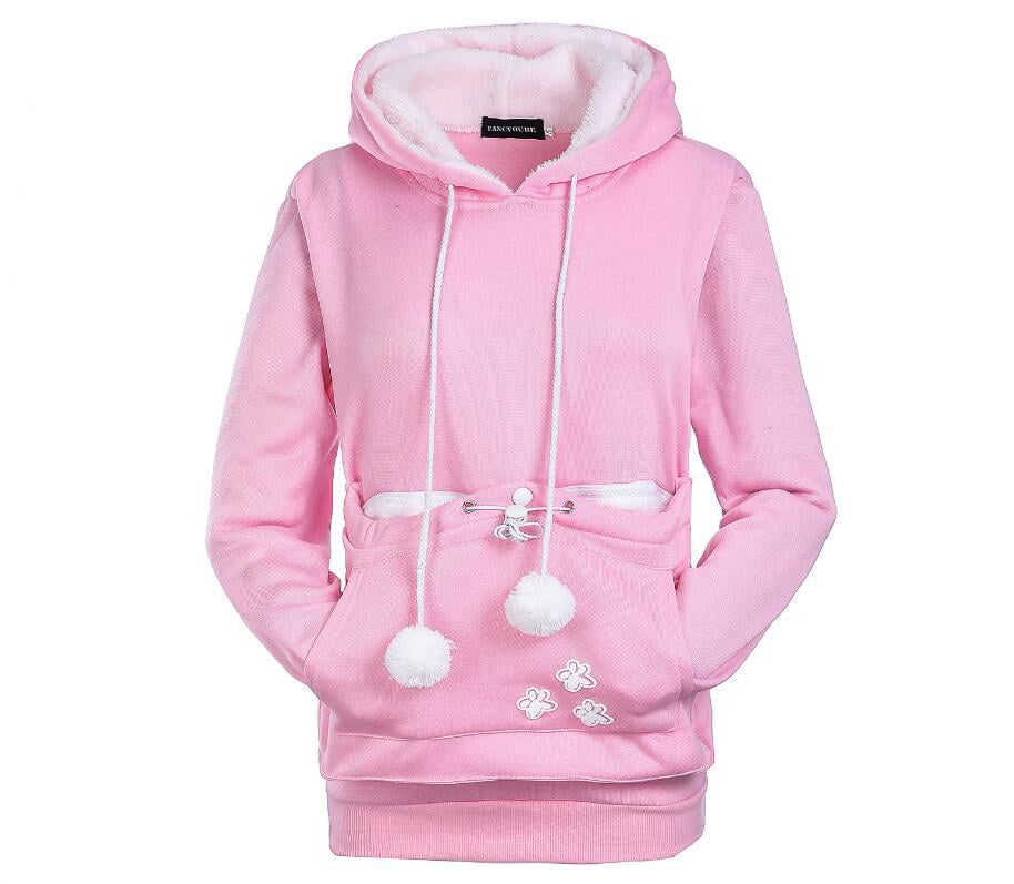 Felpa donna con cappuccio e stampa gatto, maglia casual versatile per un tocco di stile rilassato e moderno.