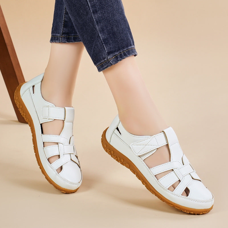Sandali donna retrò con chiusura a strappo per comfort quotidiano e stile casual estivo.