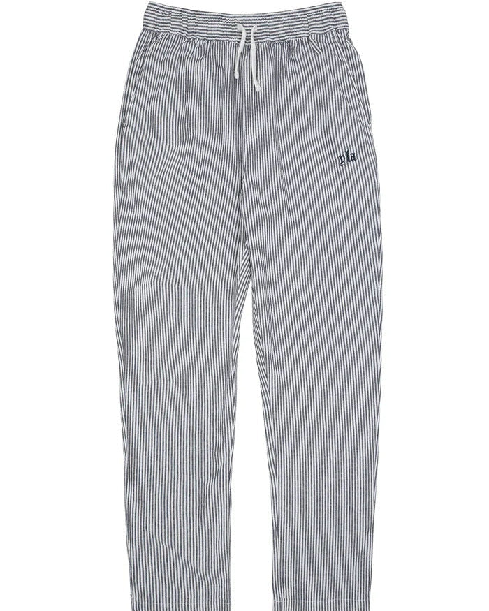 Pantaloni uomo leggeri e traspiranti a righe, ideali per comfort sportivo casual estivo.
