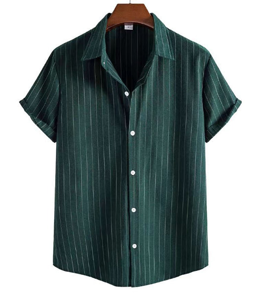 Camicia uomo estiva con vestibilità ampia e maniche corte, stampa 3D, garantisce massimo comfort.