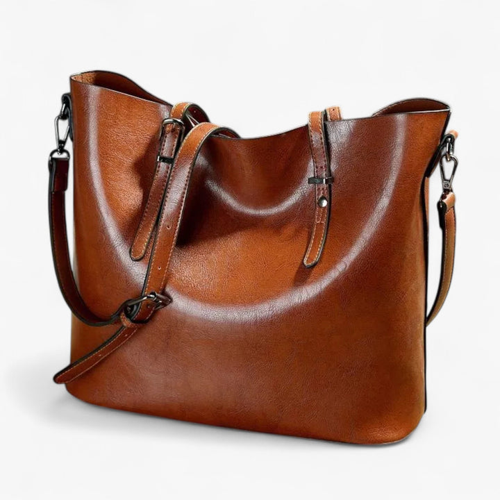 Borsa tote donna marrone spaziosa in sintetico, con manici e tracolla removibile, perfetta per il quotidiano.