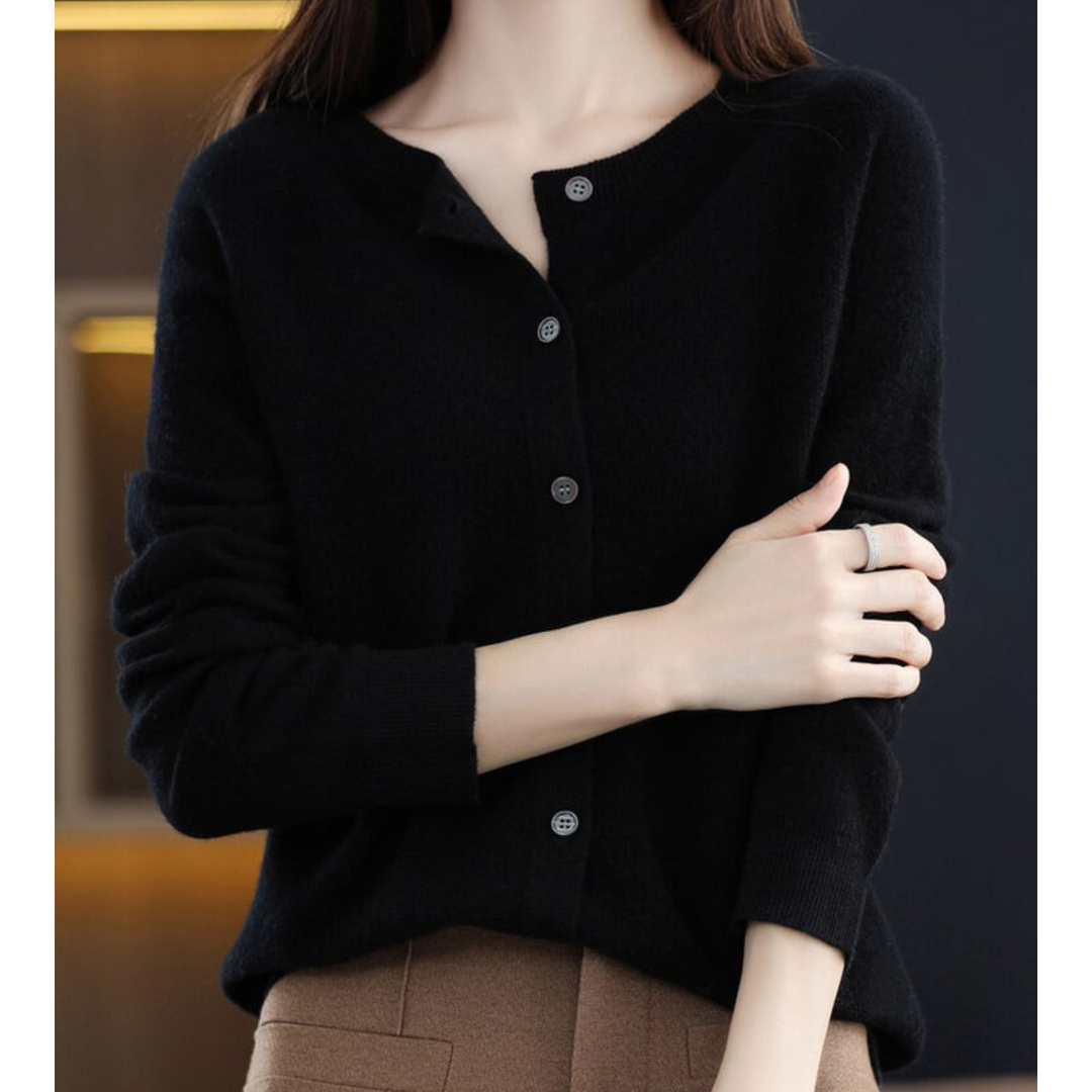 Cardigan donna multicolore, scollo tondo. Tendenza autunno/inverno, per un look vivace e caldo.