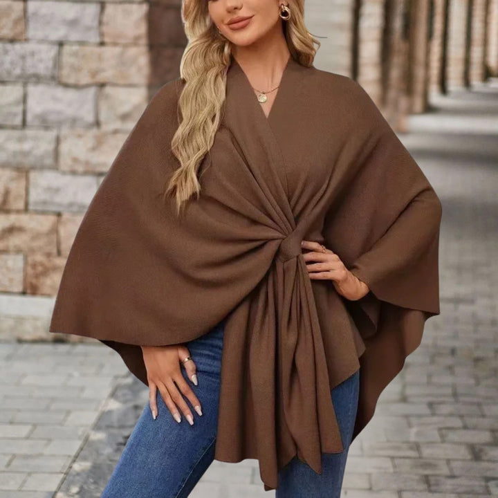 Poncho versatile donna, stile elegante con fiocco. Ideale come scialle chic. Comodo per ogni look.