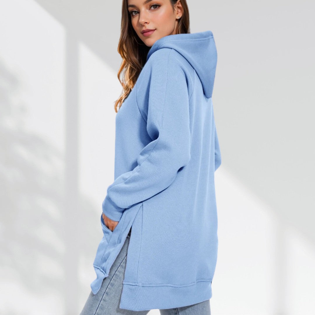 Felpa con cappuccio oversize da donna, vestito comodo per uno stile rilassato e alla moda.