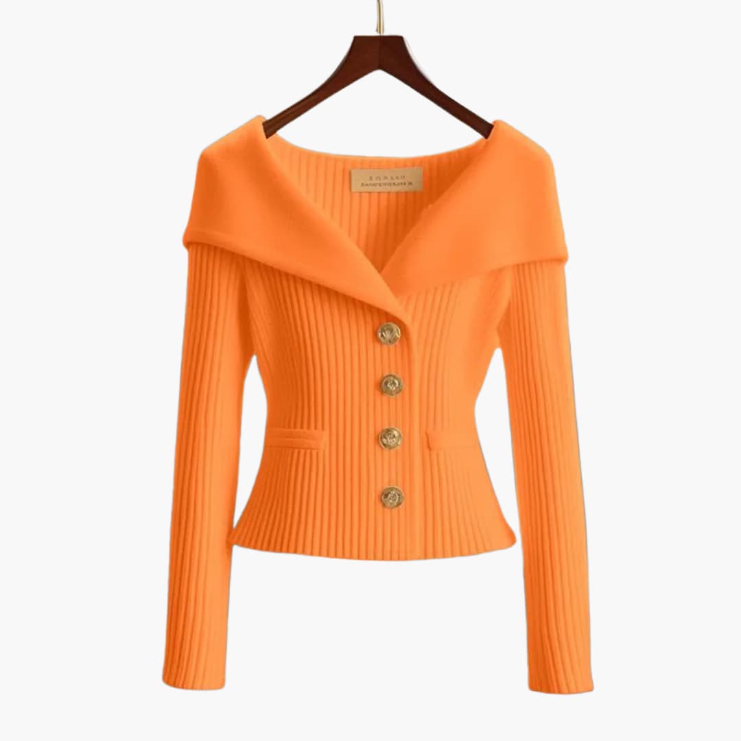 Gilet cardigan donna a coste, taglia unica, con bottoni frontali. Versatile per abbigliamento chic e casual.