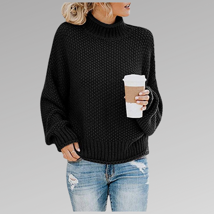 Maglione donna dolcevita oversize versatile per look casual o eleganti. Pullover caldo invernale, massimo comfort.