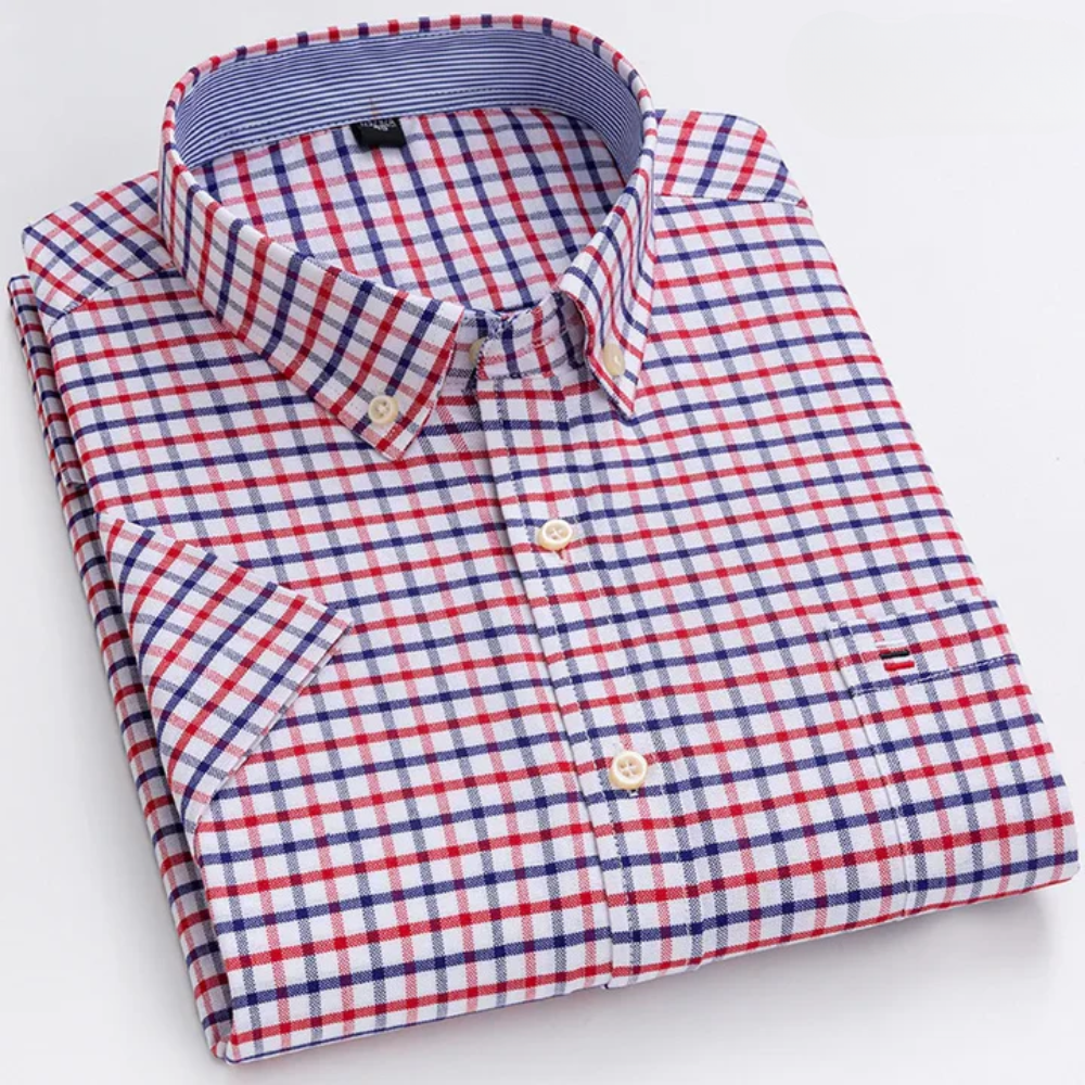 Camicia uomo elegante, maniche lunghe, motivo classico. Vestibilità sartoriale, abbigliamento versatile per ufficio e serate.