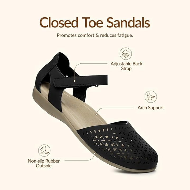 Sandali casual da donna Flora closed-toe, perfetti per outfit versatili e passeggiate con eleganza.
