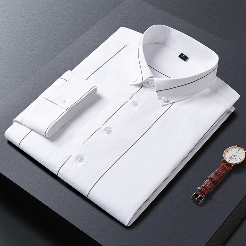 Camicia uomo slim fit a righe estiva, maniche corte, confortevole e di tendenza per il tempo libero.