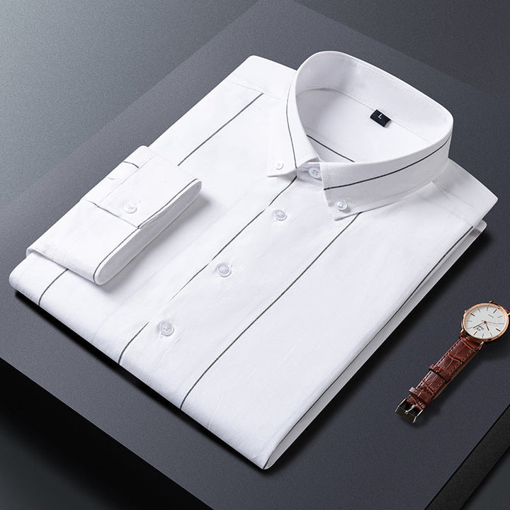 Camicia uomo slim fit a righe estiva, maniche corte, confortevole e di tendenza per il tempo libero.
