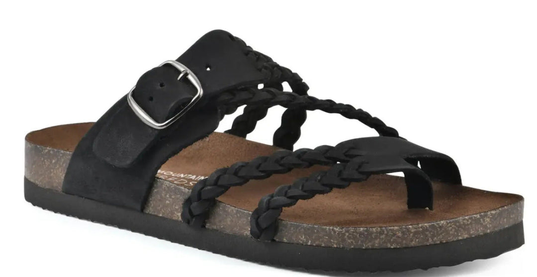 Sandali donna estivi con cinturini intrecciati traforati. Modello slip-on basso per un look casual e alla moda.