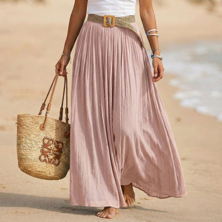 Maxi dress donna svasato, comfort e stile per l'estate. Vestito versatile con vita morbida.