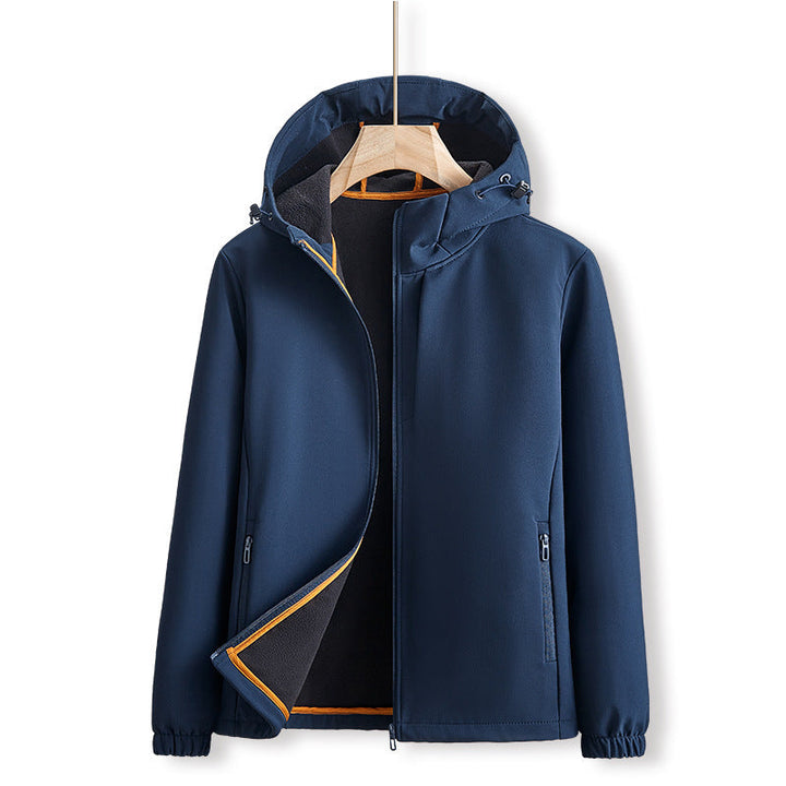 Giacca blu da uomo autunnale, per outdoor e tempo libero. Con pratica zip e taglie forti.