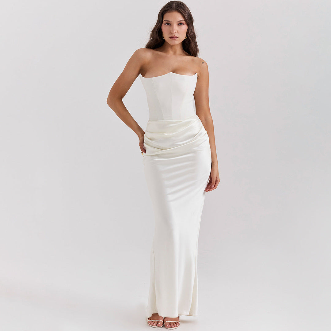 Elegante abito da sera lungo per donna, perfetto per gala, cerimonie e serate speciali.