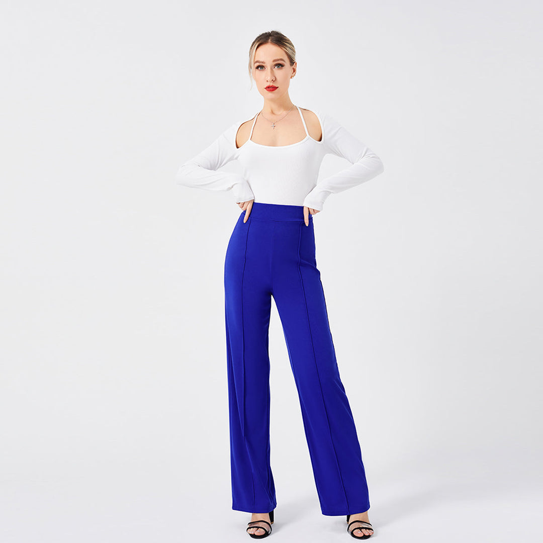 Pantaloni a zampa vita alta slim donna, tessuto di qualità, per un outfit elegante e duraturo.