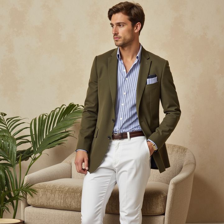 Blazer uomo classico sartoriale premium, elegante per ufficio e cerimonia, comfort garantito.