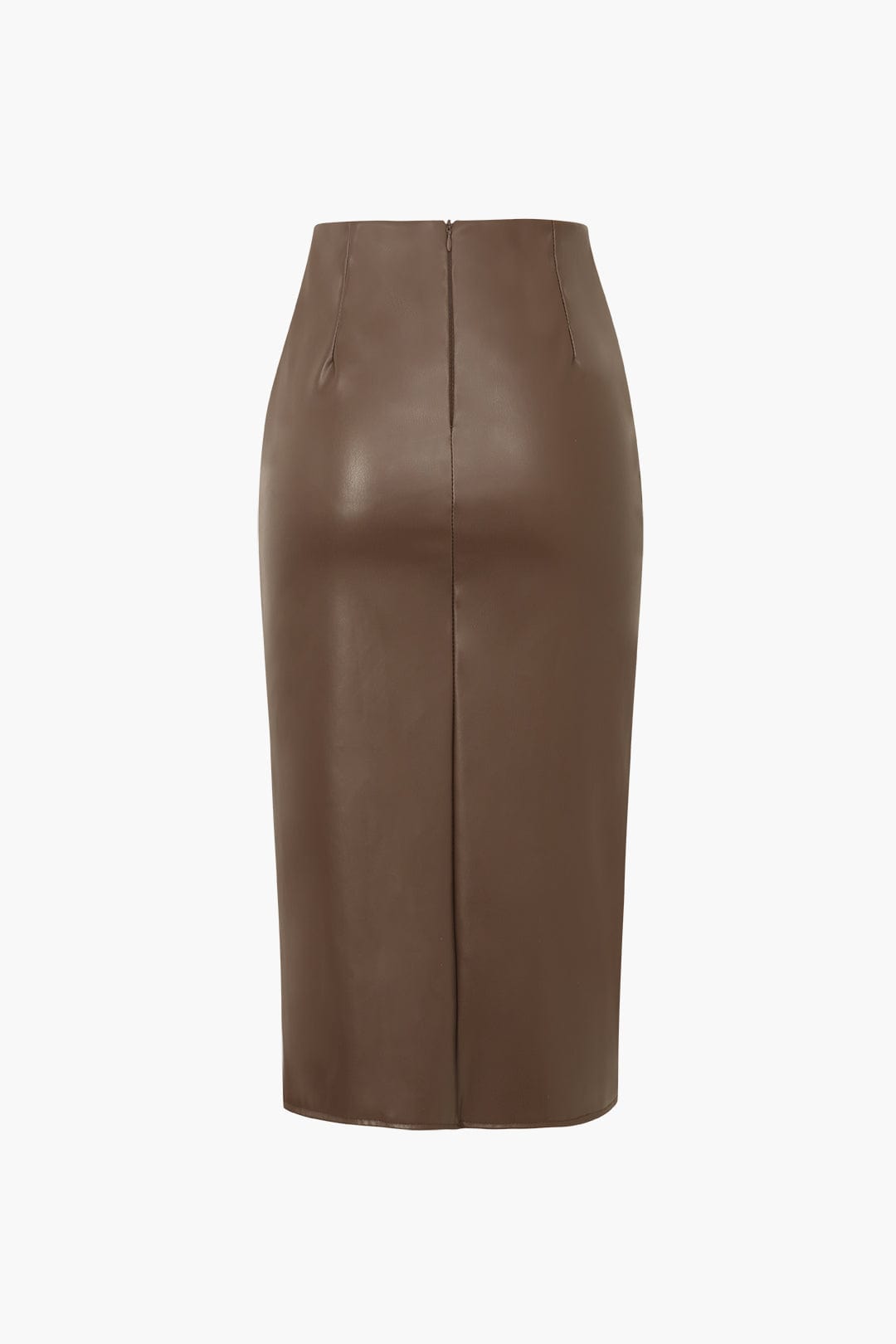 Gonna midi asimmetrica in pelle, abbigliamento donna elegante, vita alta per un look chic e sofisticato.