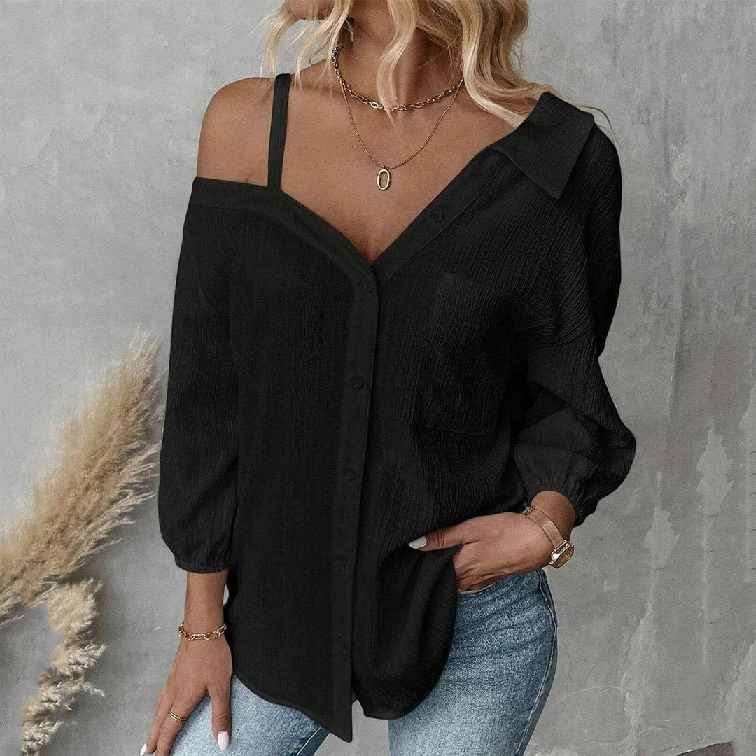 Top estivo elegante monospalla, perfetto per un look originale e sofisticato.