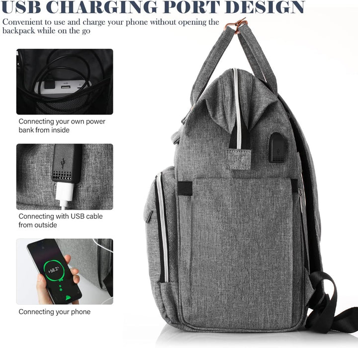 Zaino donna multiuso per laptop 15.6", perfetto per studio, lavoro, viaggi. Disponibile grigio e nero.