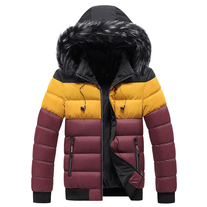 Elegante giacca puffer invernale da uomo con cappuccio, unisce stile casual e calore estremo per l'inverno.