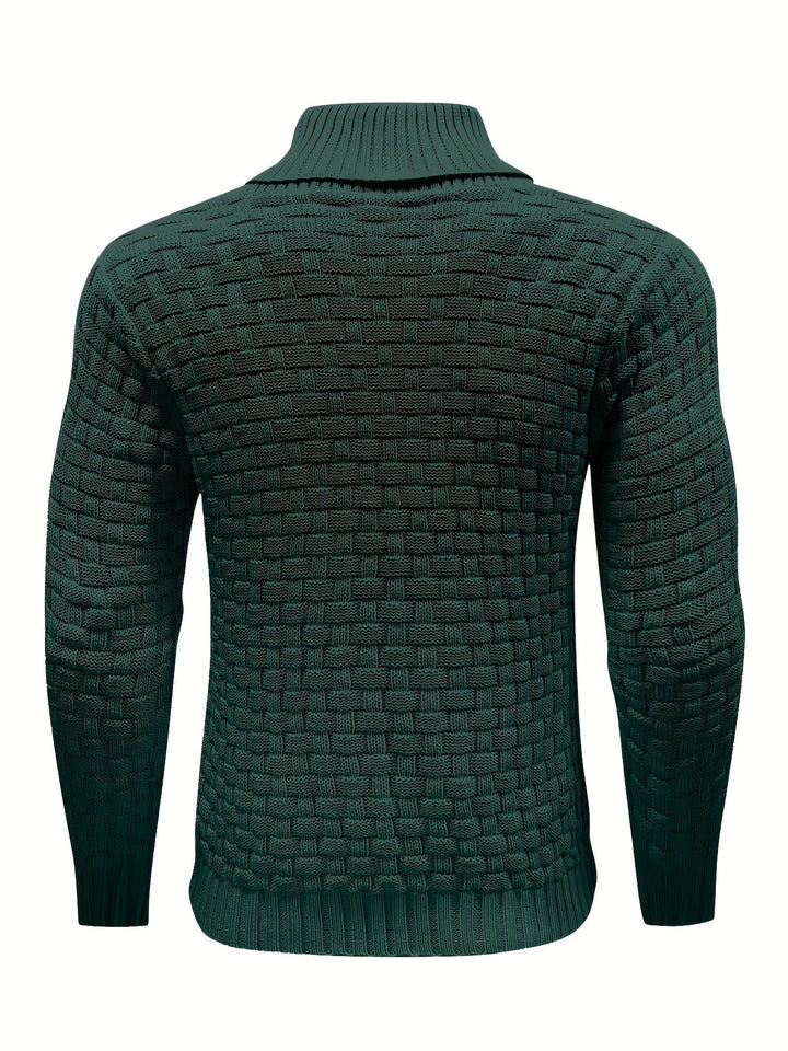 Moda uomo invernale: maglione elegante con collo a sciarpa, comfort e stile superiori.