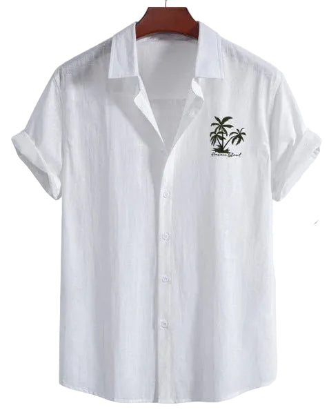 Camicia uomo estiva con design floreale colorato, maniche corte, vestibilità comoda e taglio moderno.