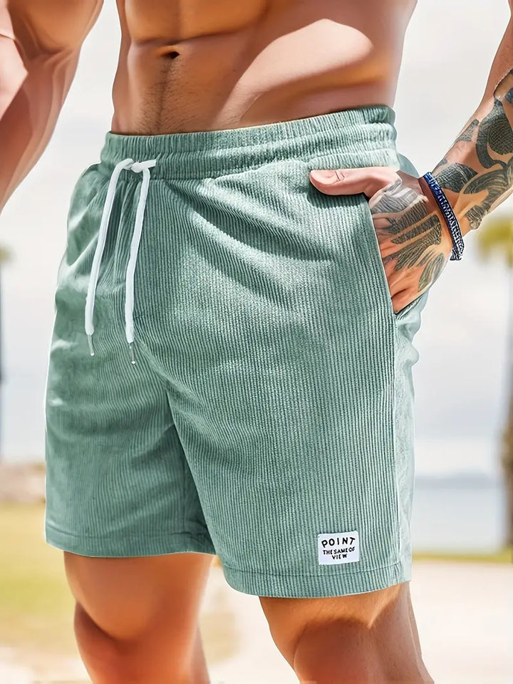 Shorts uomo da vacanza in corduroy, leggeri e adatti alla spiaggia o al tempo libero.