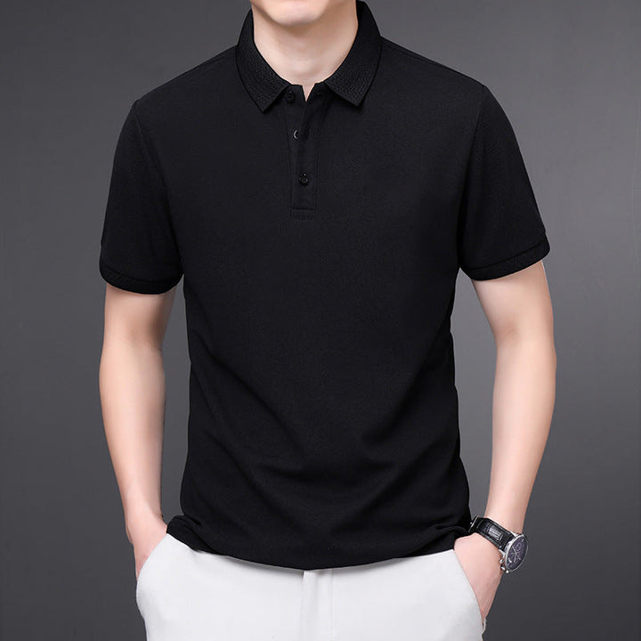 Camicia polo uomo manica corta, design moderno con colletto a rever. Perfetta per il business estivo.